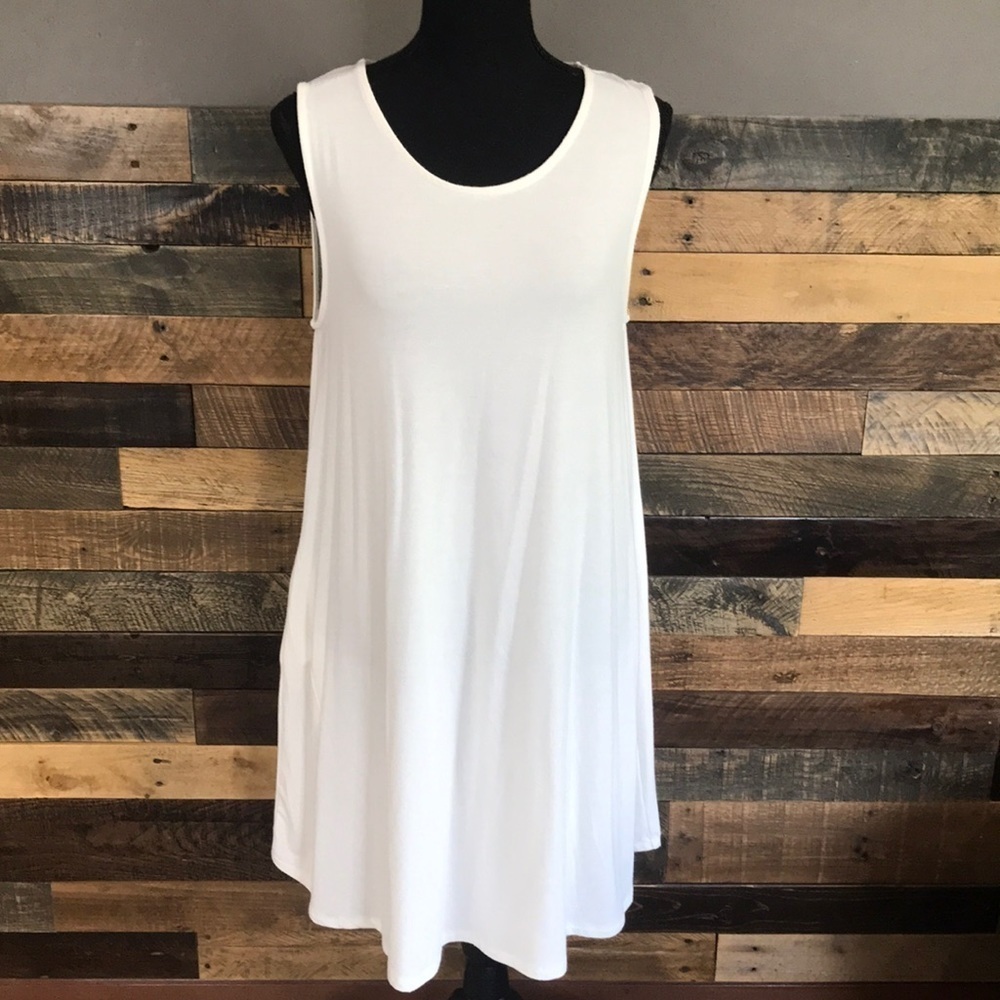 Zenana Premium Womens Tank/Sleeveless Dress/Tunic w Side Pockets, M, Ivory